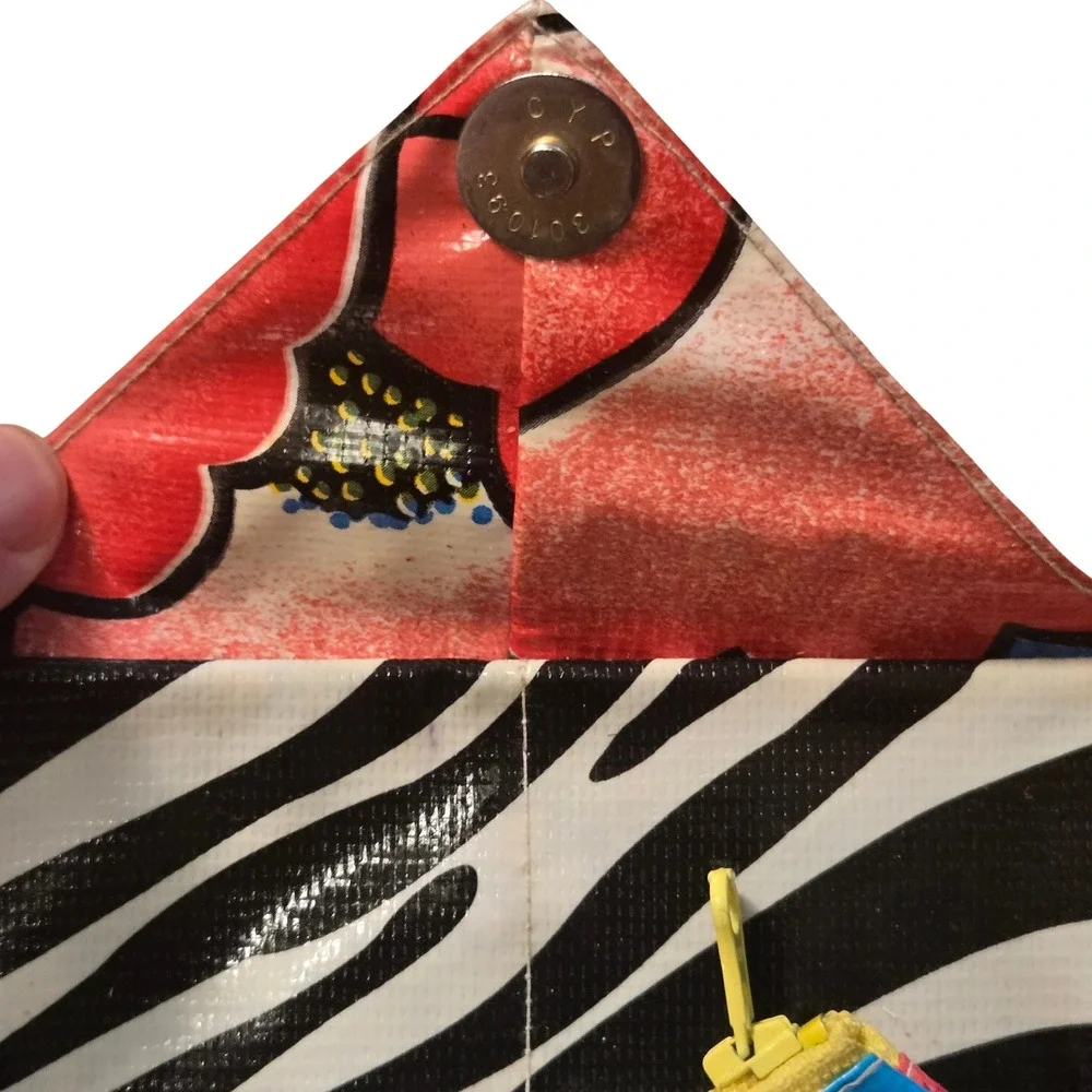 Erica Maree Handmade Oilcloth‎ Envelope Wallet Pink Floral Zebra with Coin Pouch